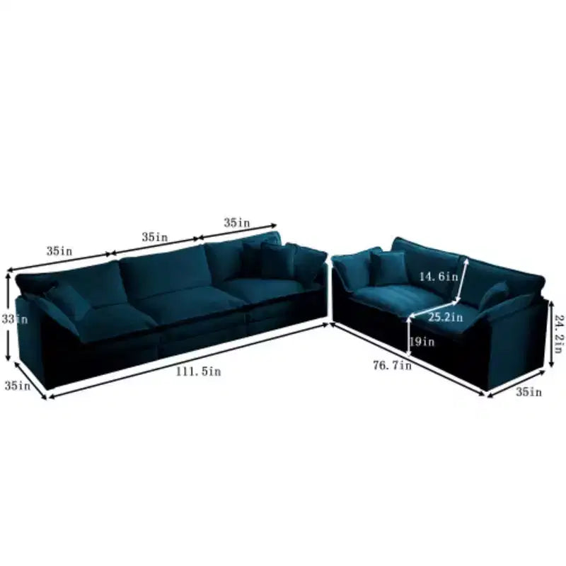 Modernes Sofa-Set für Wohnzimmer, Sofa-Set aus 2 Chenille-Sofas, 2+3-Sitzer Sofa-Set Tiefsitz-Sofa
