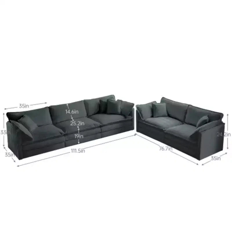 Modernes Sofa-Set für Wohnzimmer, Sofa-Set aus 2 Chenille-Sofas, 2+3-Sitzer Sofa-Set Tiefsitz-Sofa