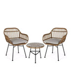 Christopher Knight Home Lehrman Outdoor Rattan- und ESG-Glas-Sitzgruppe, 3-teilig, mit Kissen