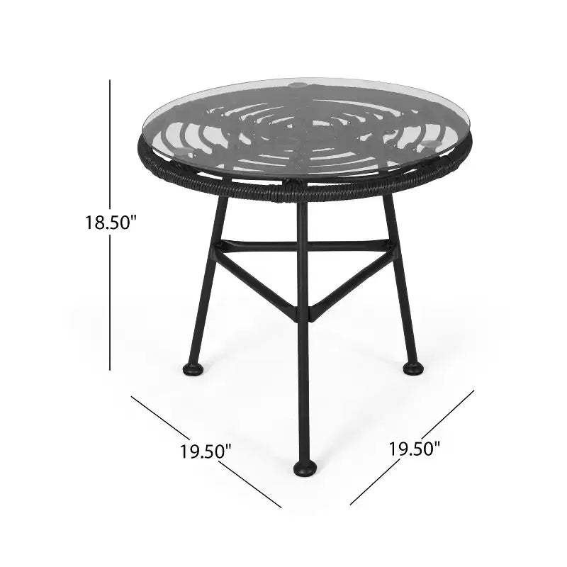 Christopher Knight Home Lehrman Outdoor Rattan- und ESG-Glas-Sitzgruppe, 3-teilig, mit Kissen