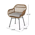 Christopher Knight Home Lehrman Outdoor Rattan- und ESG-Glas-Sitzgruppe, 3-teilig, mit Kissen