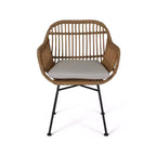 Christopher Knight Home Lehrman Outdoor Rattan- und ESG-Glas-Sitzgruppe, 3-teilig, mit Kissen