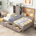 Whisen Twin Size Lounge Daybed with Storage Shelves, Cork Board, USB Ports and 3 Drawers