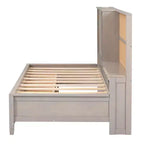 Whisen Twin Size Loungeliege mit Ablagefächern, Korkplatte, USB-Anschlüssen und 3 Schubladen