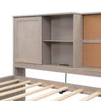Whisen Twin Size Loungeliege mit Ablagefächern, Korkplatte, USB-Anschlüssen und 3 Schubladen