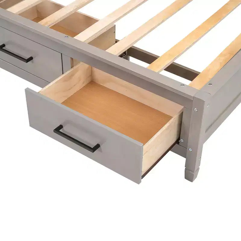 Whisen Twin Size Loungeliege mit Ablagefächern, Korkplatte, USB-Anschlüssen und 3 Schubladen