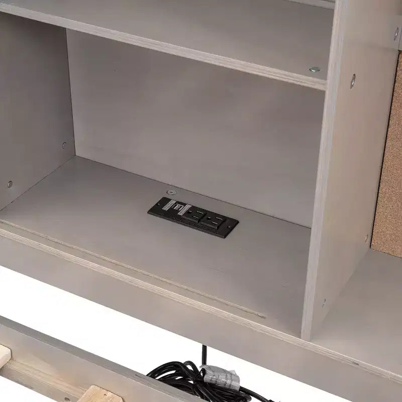 Whisen Twin Size Loungeliege mit Ablagefächern, Korkplatte, USB-Anschlüssen und 3 Schubladen