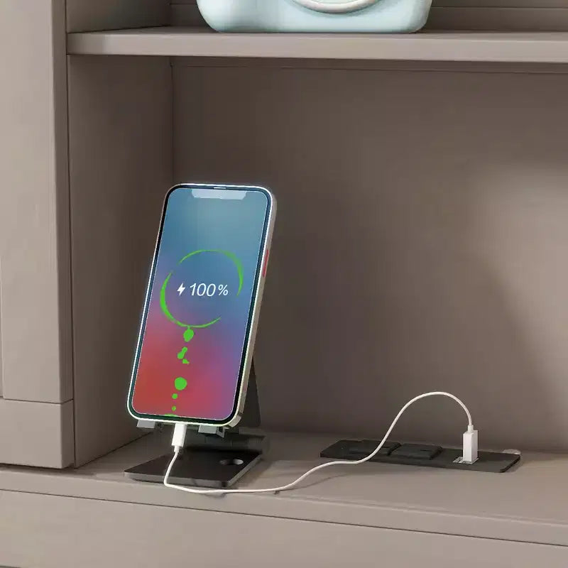 Whisen Twin Size Loungeliege mit Ablagefächern, Korkplatte, USB-Anschlüssen und 3 Schubladen