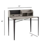 Walker Edison Furniture Company Industrie-Sekretärschreibtisch mit Aufsatz, Grey Wash, 42 Zoll