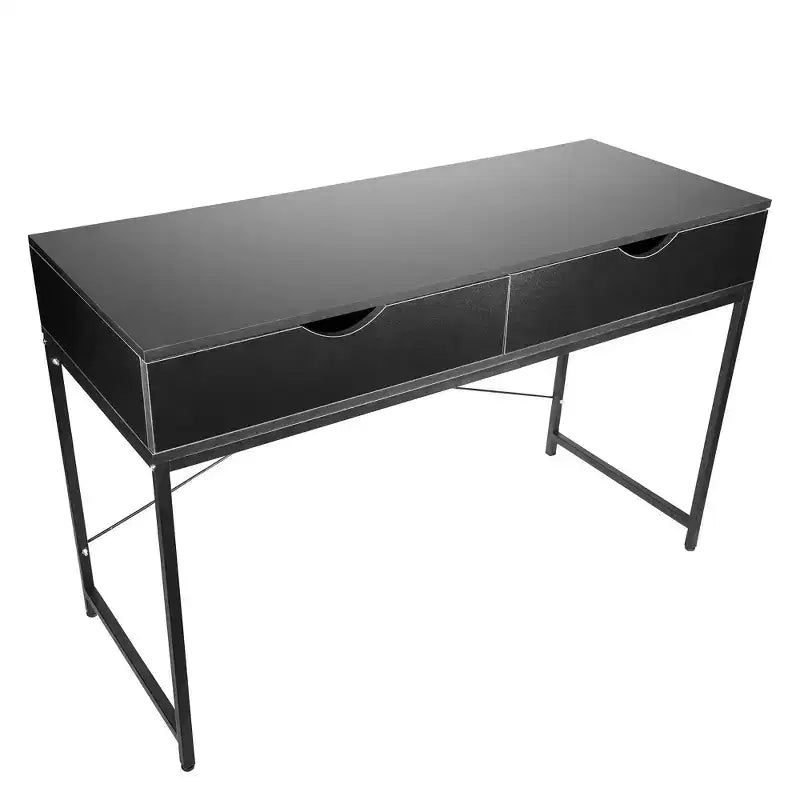 Interior Elements Home Office Modern Computer Desk with Drawers, Black, 47.5in
