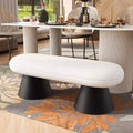 Modern Oval Upholstered Bench with Black Geometric Legs, Entryway Dining Bench for Living Room -Christopher Knight Home