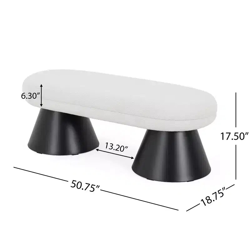 Moderner ovaler gepolsterter Hocker mit schwarzen geometrischen Beinen, Sitzbank für den Eingangsbereich/Esszimmer – Christopher Knight Home