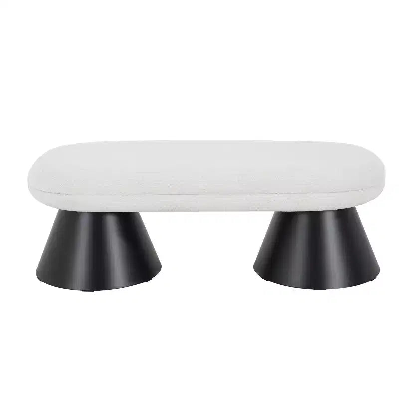 Moderner ovaler gepolsterter Hocker mit schwarzen geometrischen Beinen, Sitzbank für den Eingangsbereich/Esszimmer – Christopher Knight Home