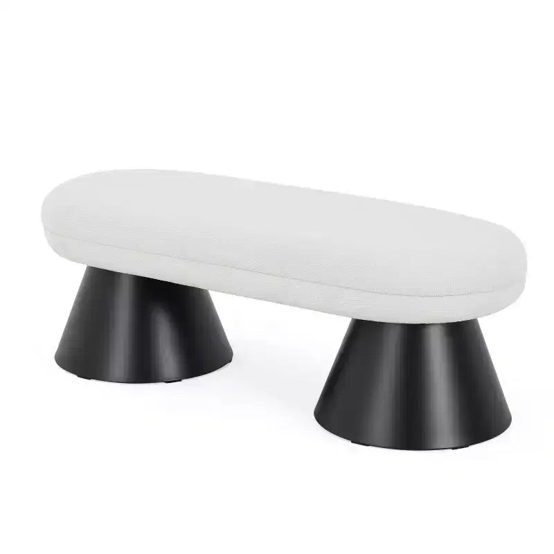 Moderner ovaler gepolsterter Hocker mit schwarzen geometrischen Beinen, Sitzbank für den Eingangsbereich/Esszimmer – Christopher Knight Home