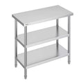 VEVOR Stainless Steel Food Prep Table, 18 x 36 x 34 Inch Commercial Kitchen Worktable, with 2 Adjustable Undershelf, Heavy Duty Prep Table