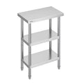 VEVOR Stainless Steel Food Prep Table, 14 x 24 x 34 Inch Commercial Kitchen Worktable, with 2 Adjustable Undershelf, Heavy Duty Prep Table