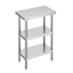 VEVOR Stainless Steel Food Prep Table, 14 x 24 x 34 Inch Commercial Kitchen Worktable, with 2 Adjustable Undershelf, Heavy Duty Prep Table