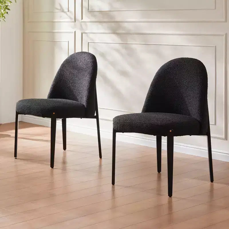 Boucle Dining Chairs Set of 4, Thick Upholstered Chairs with Metal Legs & Curved Backrest, for Dining Room, Kitchen, Living Room, Bedroom-Morden Fort