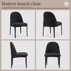 Bouclé-Esszimmerstühle 4er Set, dick gepolsterte Stühle mit Metallbeinen & geschwungener Rückenlehne, für Esszimmer, Küche, Wohnzimmer, Schlafzimmer-Morden Fort