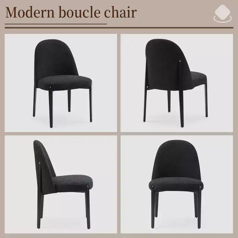 Bouclé-Esszimmerstühle 4er Set, dick gepolsterte Stühle mit Metallbeinen & geschwungener Rückenlehne, für Esszimmer, Küche, Wohnzimmer, Schlafzimmer-Morden Fort