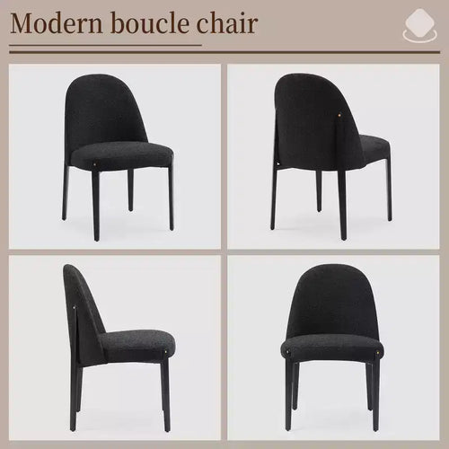 Bouclé-Esszimmerstühle 4er Set, dick gepolsterte Stühle mit Metallbeinen & geschwungener Rückenlehne, für Esszimmer, Küche, Wohnzimmer, Schlafzimmer-Morden Fort