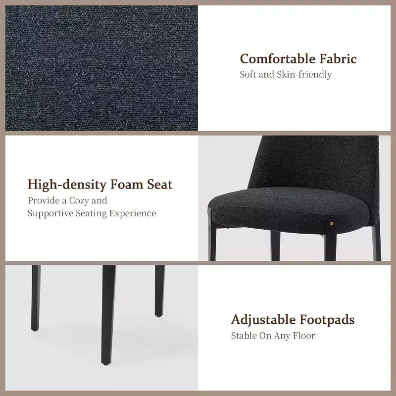 Bouclé-Esszimmerstühle 4er Set, dick gepolsterte Stühle mit Metallbeinen & geschwungener Rückenlehne, für Esszimmer, Küche, Wohnzimmer, Schlafzimmer-Morden Fort