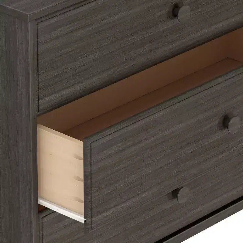 Plank+Beam Massivholz Klassische Kommode mit 3 Schubladen, kleine Schlafzimmerkommode, Schubladenkommode