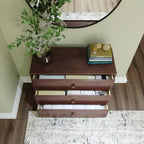 Plank+Beam Massivholz Klassische Kommode mit 3 Schubladen, kleine Schlafzimmerkommode, Schubladenkommode