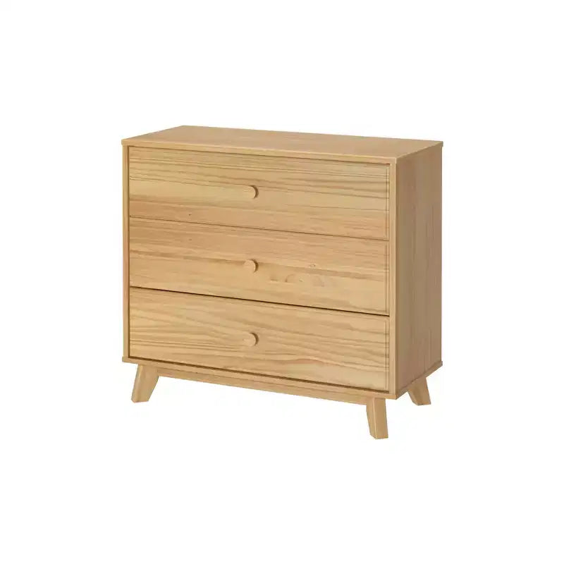 Plank+Beam Massivholz Klassische Kommode mit 3 Schubladen, kleine Schlafzimmerkommode, Schubladenkommode