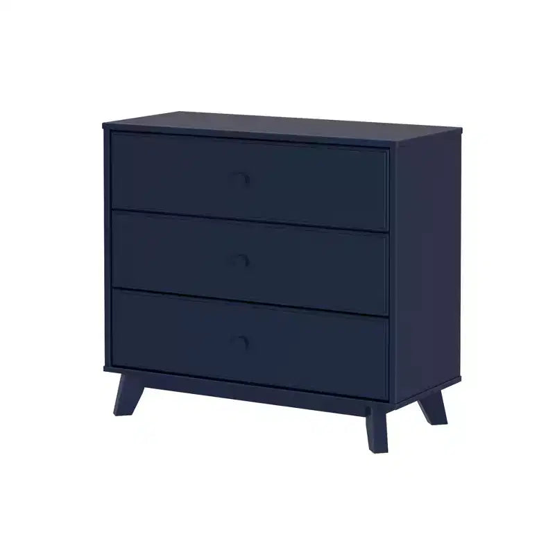 Plank+Beam Massivholz Klassische Kommode mit 3 Schubladen, kleine Schlafzimmerkommode, Schubladenkommode