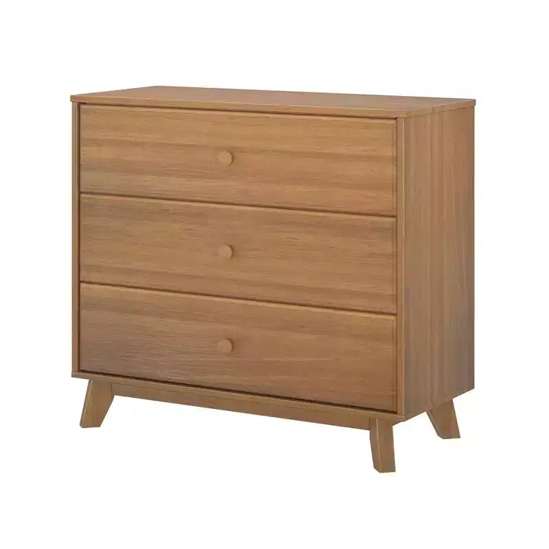 Plank+Beam Massivholz Klassische Kommode mit 3 Schubladen, kleine Schlafzimmerkommode, Schubladenkommode