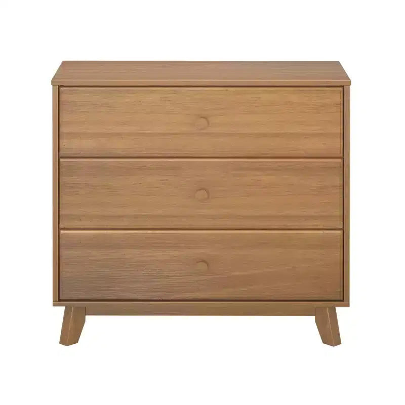 Plank+Beam Massivholz Klassische Kommode mit 3 Schubladen, kleine Schlafzimmerkommode, Schubladenkommode