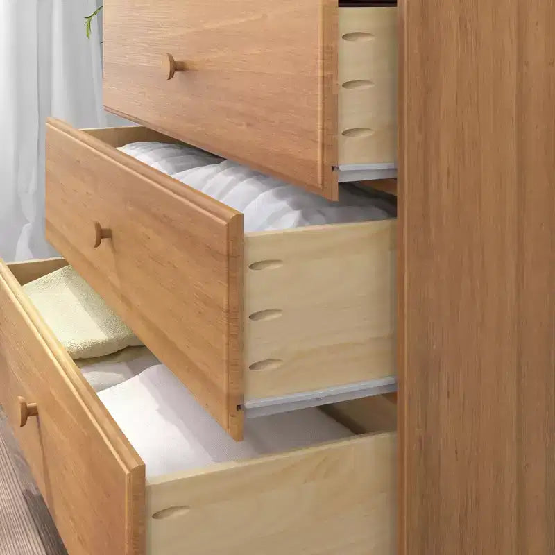 Plank+Beam Massivholz Klassische Kommode mit 3 Schubladen, kleine Schlafzimmerkommode, Schubladenkommode