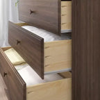 Plank+Beam Massivholz Klassische Kommode mit 3 Schubladen, kleine Schlafzimmerkommode, Schubladenkommode