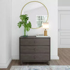 Plank+Beam Massivholz Klassische Kommode mit 3 Schubladen, kleine Schlafzimmerkommode, Schubladenkommode