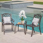 Christopher Knight Home Kai Outdoor Aluminum 3 Piece Chat Set, Bronze