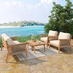 Christopher Knight Home Tariq Outdoor 4-teiliges Lounge-Set aus rustikalem Akazienholz und Seil mit Kissen