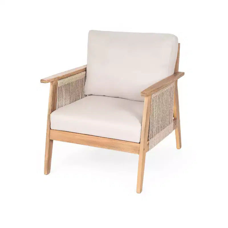 Christopher Knight Home Tariq Outdoor 4-teiliges Lounge-Set aus rustikalem Akazienholz und Seil mit Kissen