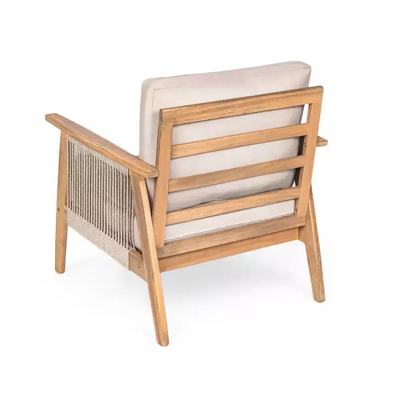 Christopher Knight Home Tariq Outdoor 4-teiliges Lounge-Set aus rustikalem Akazienholz und Seil mit Kissen