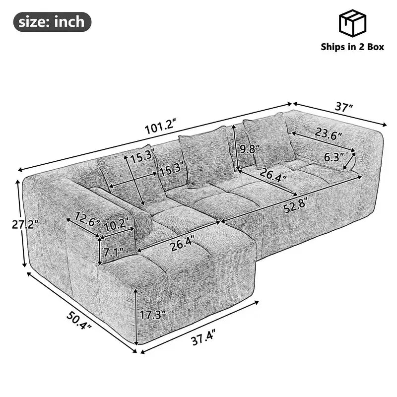 Whisen 101.2 Sektionssofa Voll-komprimiertes Sofa Modulares Sofa Couch Frei kombinierbares Sofa