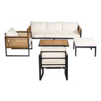 Christopher Knight Home Faye 5-teiliges Terrassenmöbel-Set aus Akazienholz und Metall, gepolstert, mit Lattenrostdesign