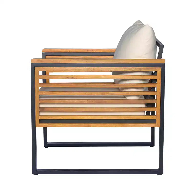 Christopher Knight Home Faye 5-teiliges Terrassenmöbel-Set aus Akazienholz und Metall, gepolstert, mit Lattenrostdesign