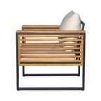 Christopher Knight Home Faye 5-teiliges Terrassenmöbel-Set aus Akazienholz und Metall, gepolstert, mit Lattenrostdesign