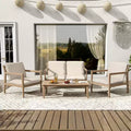 Christopher Knight Home Vanda Patio 4 Pieces Acacia Wood Open Slat Seating Set with Cushions