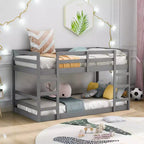 Whisen Etagenbett (Full-Size über Full-Size) mit Leiter, stabile Konstruktion