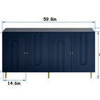 Modernes blau lackiertes 4-türiges Holzschrank Sideboard Buffet Anrichte Schrank Aufbewahrungsschrank