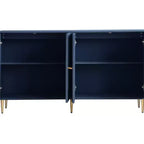 Modernes blau lackiertes 4-türiges Holzschrank Sideboard Buffet Anrichte Schrank Aufbewahrungsschrank