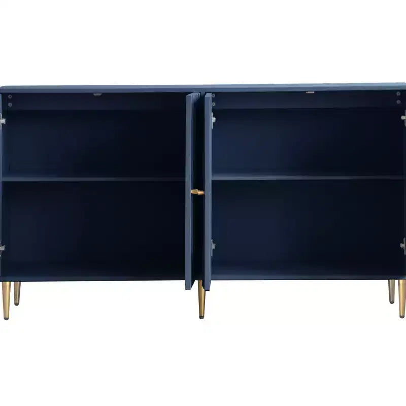 Modernes blau lackiertes 4-türiges Holzschrank Sideboard Buffet Anrichte Schrank Aufbewahrungsschrank