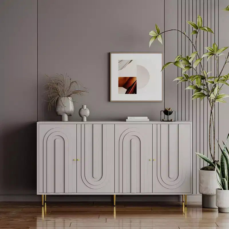 Modernes blau lackiertes 4-türiges Holzschrank Sideboard Buffet Anrichte Schrank Aufbewahrungsschrank