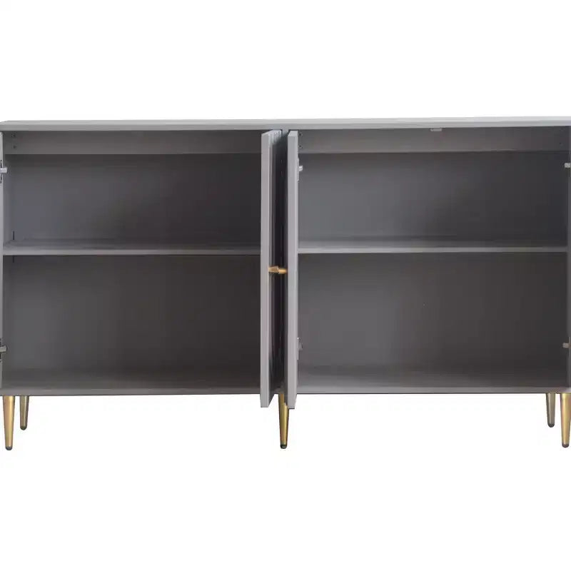 Modernes blau lackiertes 4-türiges Holzschrank Sideboard Buffet Anrichte Schrank Aufbewahrungsschrank